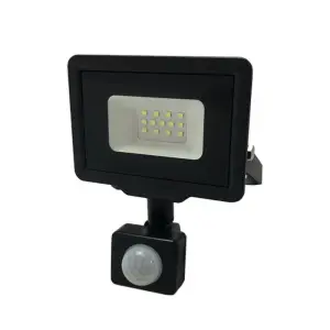 Projecteur LED 10W IP65 Noir avec Détecteur de Mouvement - Blanc Froid 6000K - 8000K