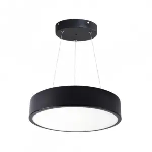 Kit Plafonnier LED Noir 18W 25cm avec Kit de Suspension - Blanc Chaud 2300K - 3500K