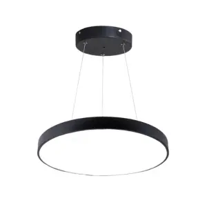 Kit Plafonnier LED Noir 54W 60cm avec Kit de Suspension - Blanc Chaud 2300K - 3500K