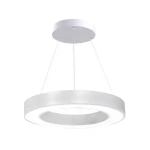 Kit Plafonnier LED Blanc Rond 36W 50cm avec Kit de Suspension - Blanc Neutre 4000K - 5500K