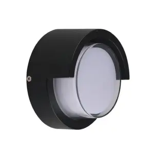 Applique Murale LED 15W Noire Ronde IP65 avec Cache - Blanc Neutre 4000K - 5500K