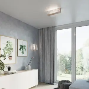 Applique Murale Bois Clair Rectangles de Verre pour Ampoule E27