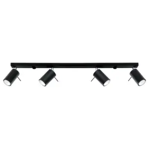Plafonnier Spot Orientable Noir pour 4 Ampoules GU10