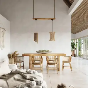 Suspension Bois Géométrique Design pour Ampoule E27