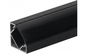 Profilé Aluminium Noir Angle 2m pour Ruban LED Couvercle Noir Opaque