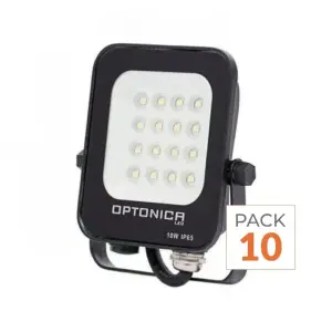 Projecteur LED Extérieur SMD 10W IP65 Noir - Pack de 10 - Blanc Neutre 4000K - 5500K