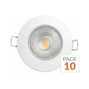 Pack de 10 - Spot LED Encastrable Étanche Rond 5W Blanc - Blanc Froid 6000K - 8000K