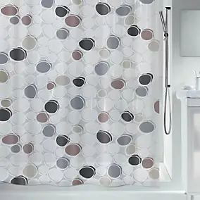 Rideau de douche L.180 x H.200 cm gris et marron en polyéthylène vinyle acétate Spirella Dido