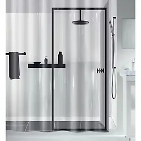 Rideau de douche L.180 x H.200 cm gris et noir en polyéthylène vinyle acétate Spirella Illusion