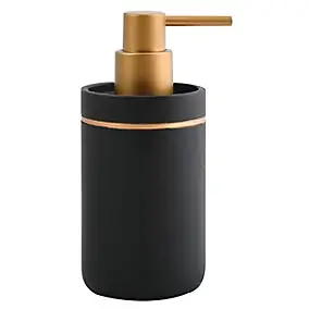 Distributeur de savon en polyrésine, 290 ml, noir et doré, MSV Bly