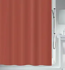 Rideau de douche L.180 x H.200 cm terracotta en polyéthylène vinyle acétate bio Spirella