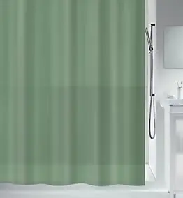 Rideau de douche L.180 x H.200 cm vert en polyéthylène vinyle acétate bio Spirella Basil