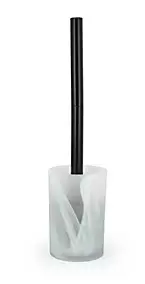 Brosse wc et pot en verre de quartz, blanc, Spirella Madison