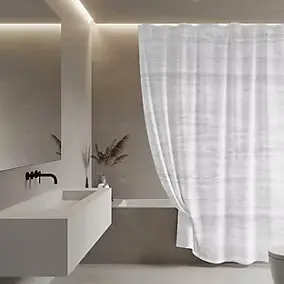 Rideau de douche L.180 x H.200 cm gris clair en polyester Spirella Giulio
