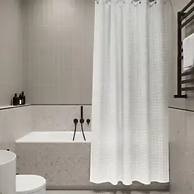Rideau de douche L.180 x H.200 cm blanc en polyester Spirella Carlina