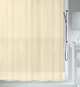 Rideau de douche L.180 x H.200 cm beige sable en polyéthylène vinyle acétate bio Spirella