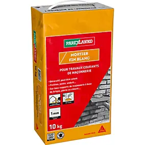 Mortier fin blanc et gris 10 kg Parexlanko