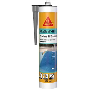 Mastic silicone spécial immersion Gris SikaSeal 163 Piscine 300mL Sika