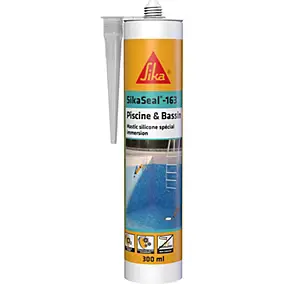 Mastic Silicone Spécial Immersion transparent Sikaseal 163 Piscine et bassin 300ml Sika