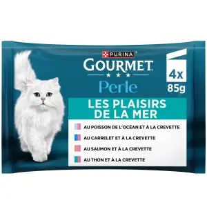 GOURMET Perle plaisirs de la mer sachets repas poissons pour chat 4 sachets 4x85g