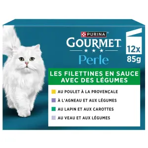 GOURMET Perle sachets repas mini filets en sauce viandes et légumes pour chat 12 sachets 12x85g