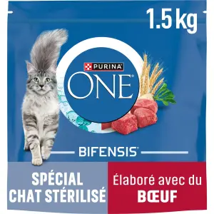PURINA ONE bifensis croquettes au boeuf blé pour chat stérilisé 1,5kg