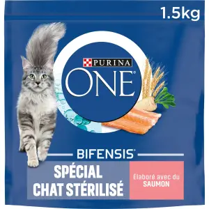 PURINA ONE bifensis croquettes au saumon blé pour chat stérilisé 1,5kg