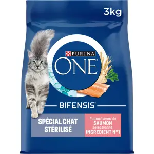 PURINA ONE Bifensis croquettes au saumon blé pour chat stérilisé 3kg