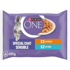 PURINA ONE Sachets repas poulet thon pour chat sensible 4 sachets 4x85g