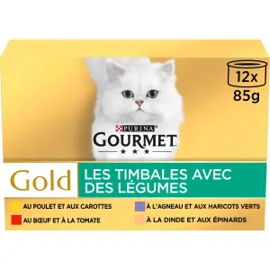 GOURMET Gold les timbales barquettes pâtée viande et légumes pour chat 12 barquettes 12x85g