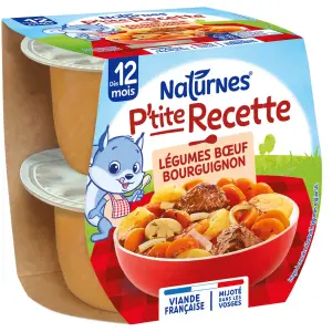 NATURNES P'tite recette bol légumes boeuf bourguignon dès 12 mois 2x200g