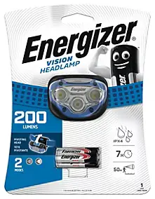 Lampe frontale LED Energizer 200 lumens 1FENVISION80 autonomie 7h fonctionne avec 3 piles AAA (LR03)