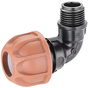 Coude diam.20 mm fileté 1/2" raccord mâle pour fin de ligne