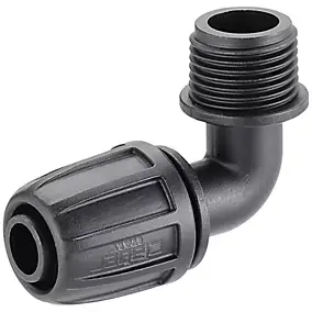 Coude 90° fileté mâle ø15/21 mm en plastique