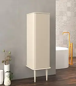 Colonne de salle de bains avec pieds 1 porte H.123 cm, beige coton mat, IDRA