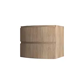 Meuble sous vasque l.69 x H.55 x P.52 cm, effet bois strié, Vague