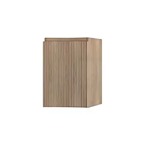 Meuble complément sous vasque l.34 x H.55 x P.41 cm, effet bois strié, version droite, Vague