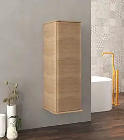 Colonne de salle de bains à suspendre 1 porte H.123 cm, effet chêne tabac, IDRA