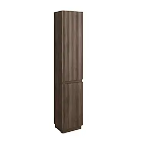 Colonne de salle de bains 2 portes à poser H.185 x P.30 x l.36 cm effet noyer Monolite