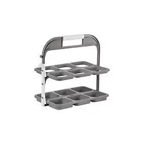 Range bouteilles pliable en plastique gris 6 compartiments Pratiko