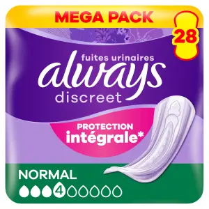 ALWAYS Discreet Serviettes pour fuites urinaires normal 28 serviettes