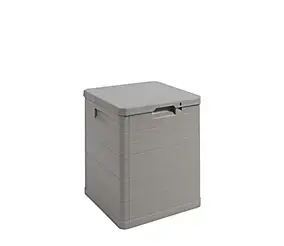 Coffre de jardin polypropylène 90 L, l.42,5 x H.50 x P.44 cm, taupe, Toomax Woody's