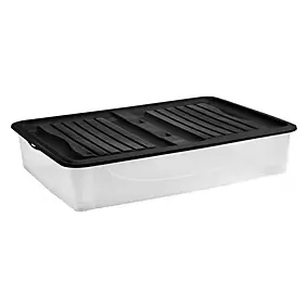 Boîte de rangement avec roulettes Tontarelli Underbed 56,4 l couvercle noir vendue par 2