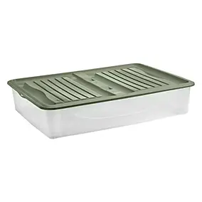 Boîte de rangement avec roulettes Tontarelli Underbed 56,4 l couvercle vert vendue par 2