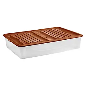 Boîte de rangement avec roulettes Tontarelli Underbed 56,4 l couvercle terracotta vendue par 2