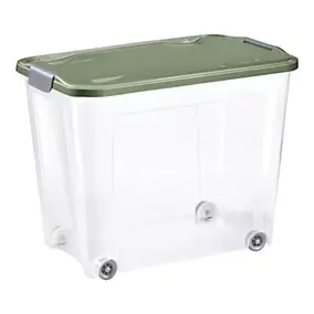 Boîte de rangement avec roulettes Tontarelli Combi Box 67 L couvercle vert vendue par 3 pièces