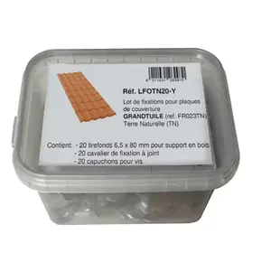 Kit 20 fixations pour plaque de couverture PVC, couleur Terre Naturelle