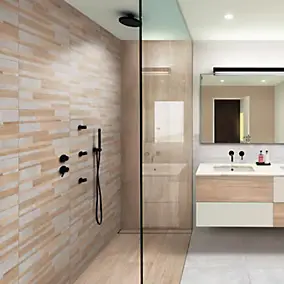 Faïence murale intérieur effet bois et béton L.60 x l.30 cm x ép.8,2 mm, Tendance