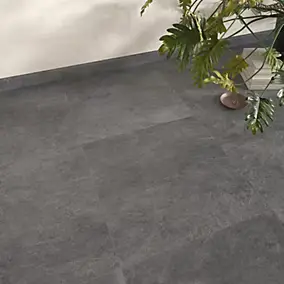 Carrelage sol et mur intérieur effet béton gris foncé L.60 x l.60 cm x ép.7,4 mm, Mitha