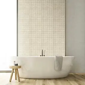 Mosaïque murale en grès cérame émaillé effet pierre beige mat L.30 x l.30 cm x ép.7,4 mm, Traverno